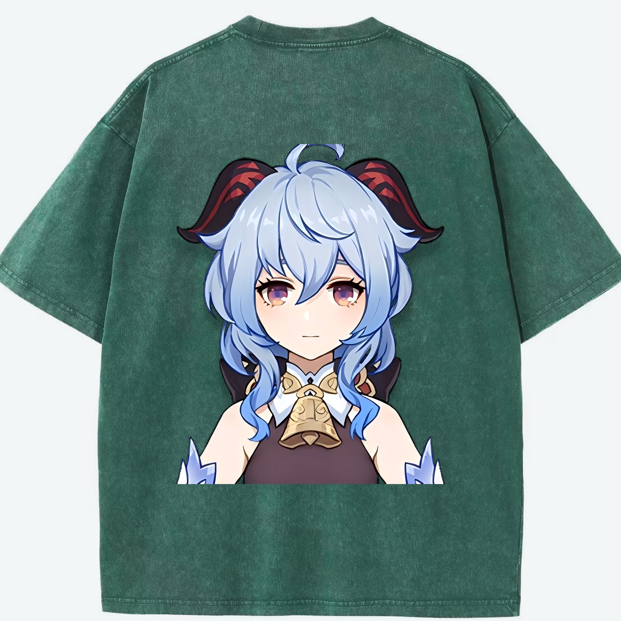 げんし神 甘雨 かんう genshin Ganyu 綿100% ヴィンテージ風 半袖Tシャツ（背面プリント）